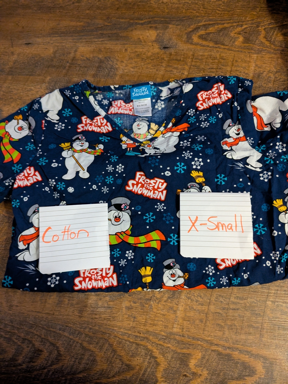 Frosty the Snowman Navy  Scrub Top - X-Small